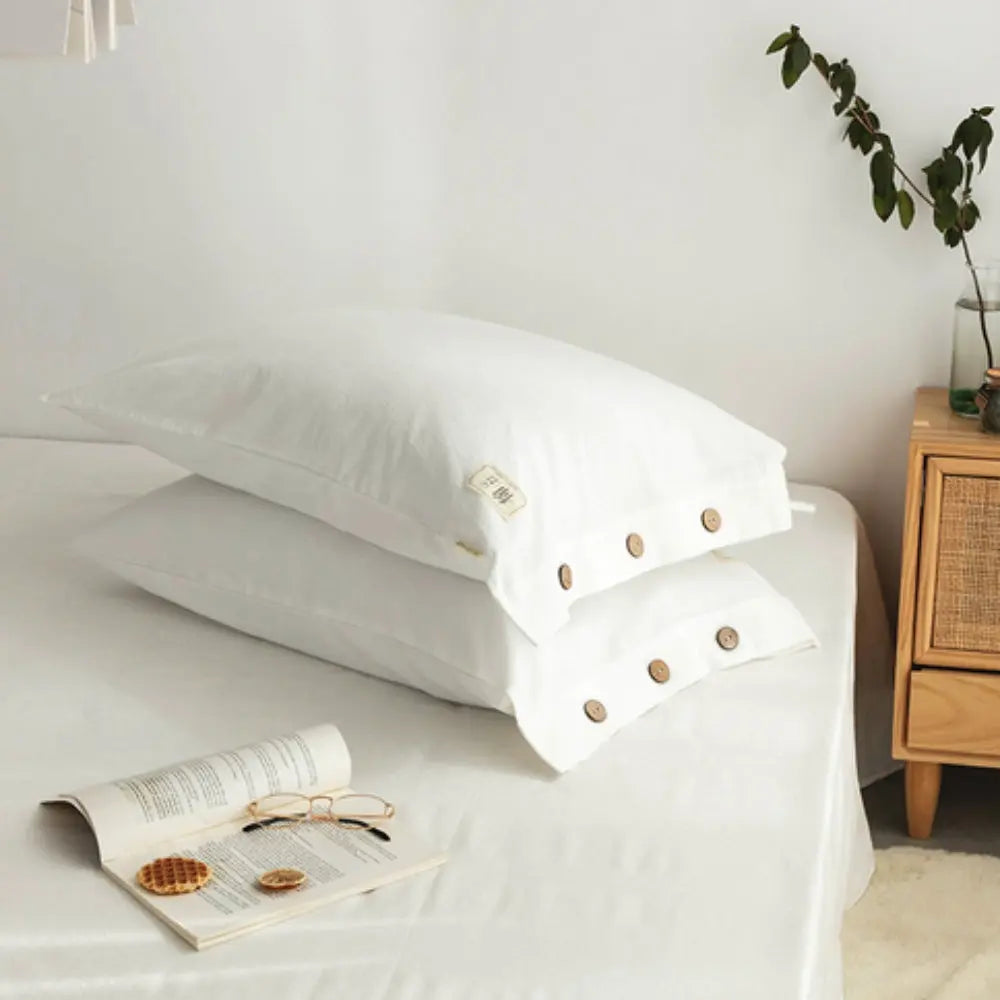 Solid Cotton Pillowcase Set with Simple Design for Everyday Bedding and Home Décor
