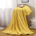 Faux Fur Throw Blanket with Double Sided Ruched Texture for Cozy Everyday Home Use