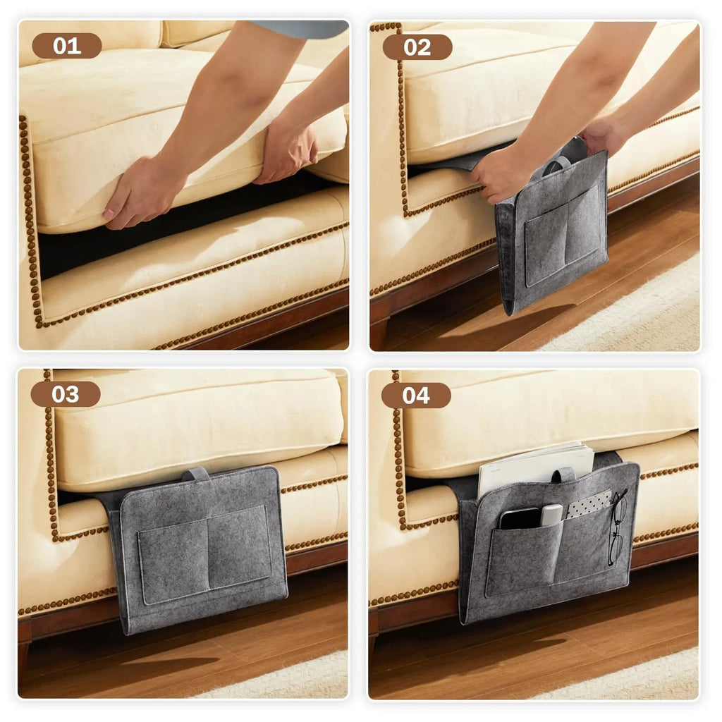 Felt Bedside Hanging Storage Bag Caddy Organizer for Dormitory Bed Sofa and Bedroom Use