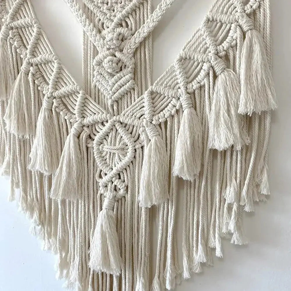 Boho Woven Geometric Wall Tapestry with Textured Weave for Home and Dorm Décor