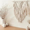 Boho Woven Geometric Wall Tapestry with Textured Weave for Home and Dorm Décor