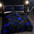 Geometric Bedding Set with 3D Square Design for Queen Bedding and Modern Rooms (Included Quilt Cover + 2 Pillowcases)