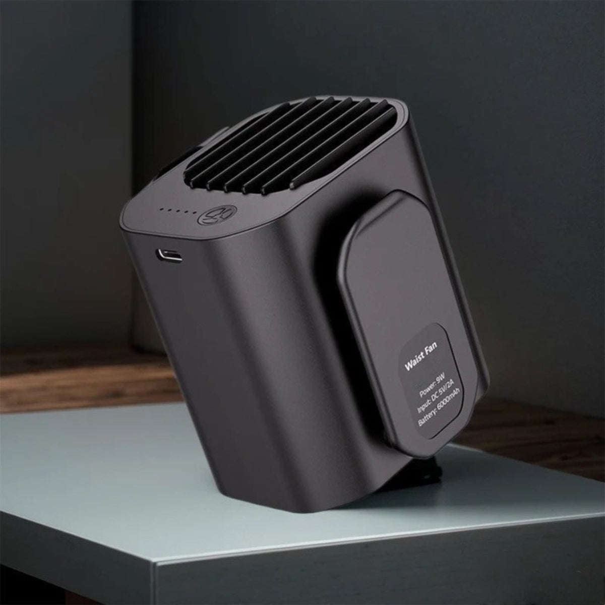 Portable Waist Fan with Rechargeable Battery and 3-Speed Clip Design for Outdoor Use