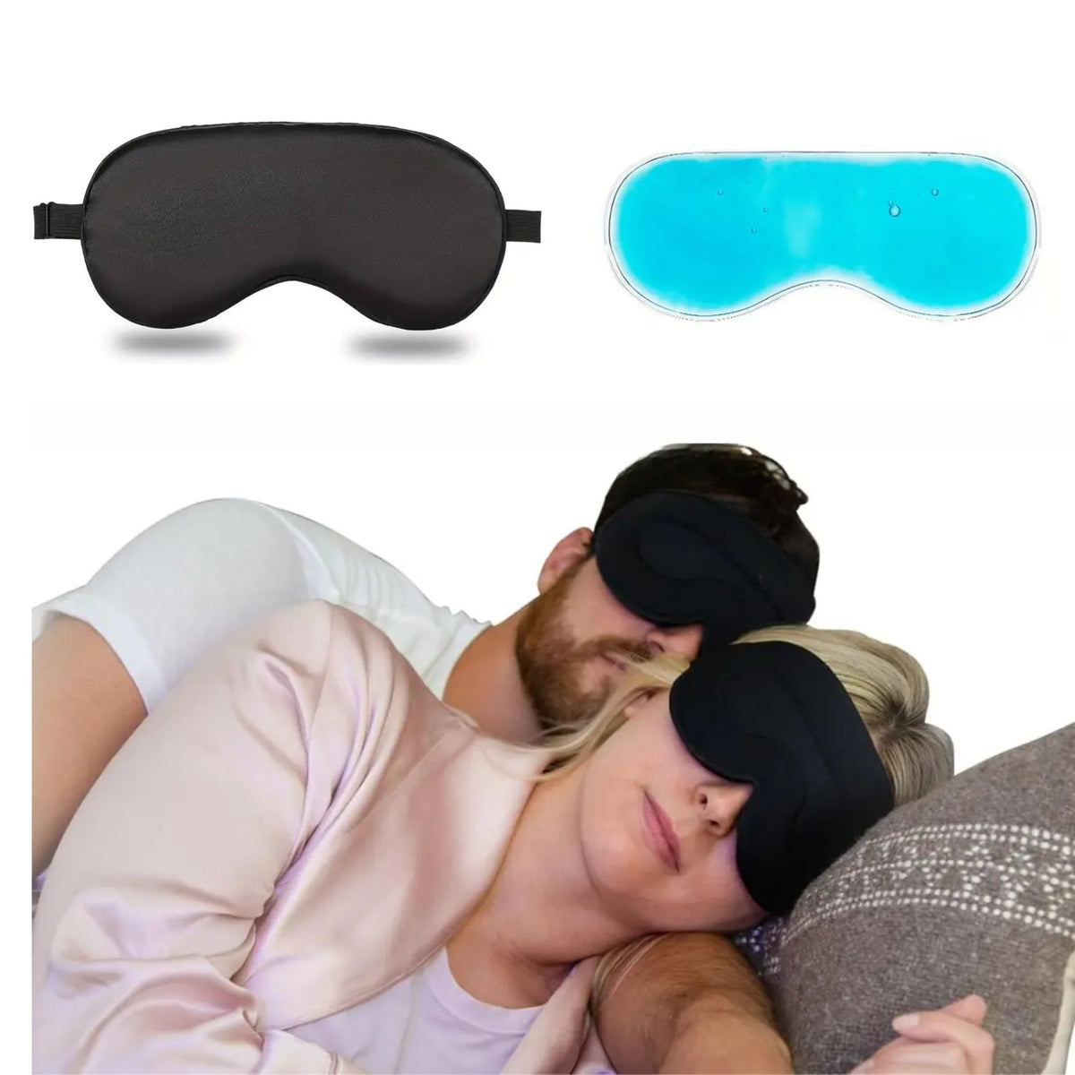 Cooling Gel Sleep Mask with 3D Contoured Blackout Design for Rest and Travel