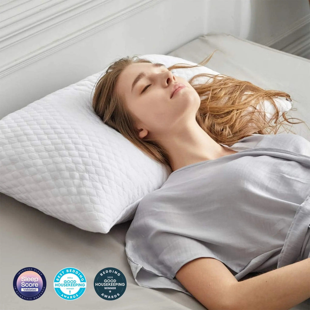 Shredded Memory Foam Bed Pillow with Adjustable Loft and Washable Cover for Nightly Comfort