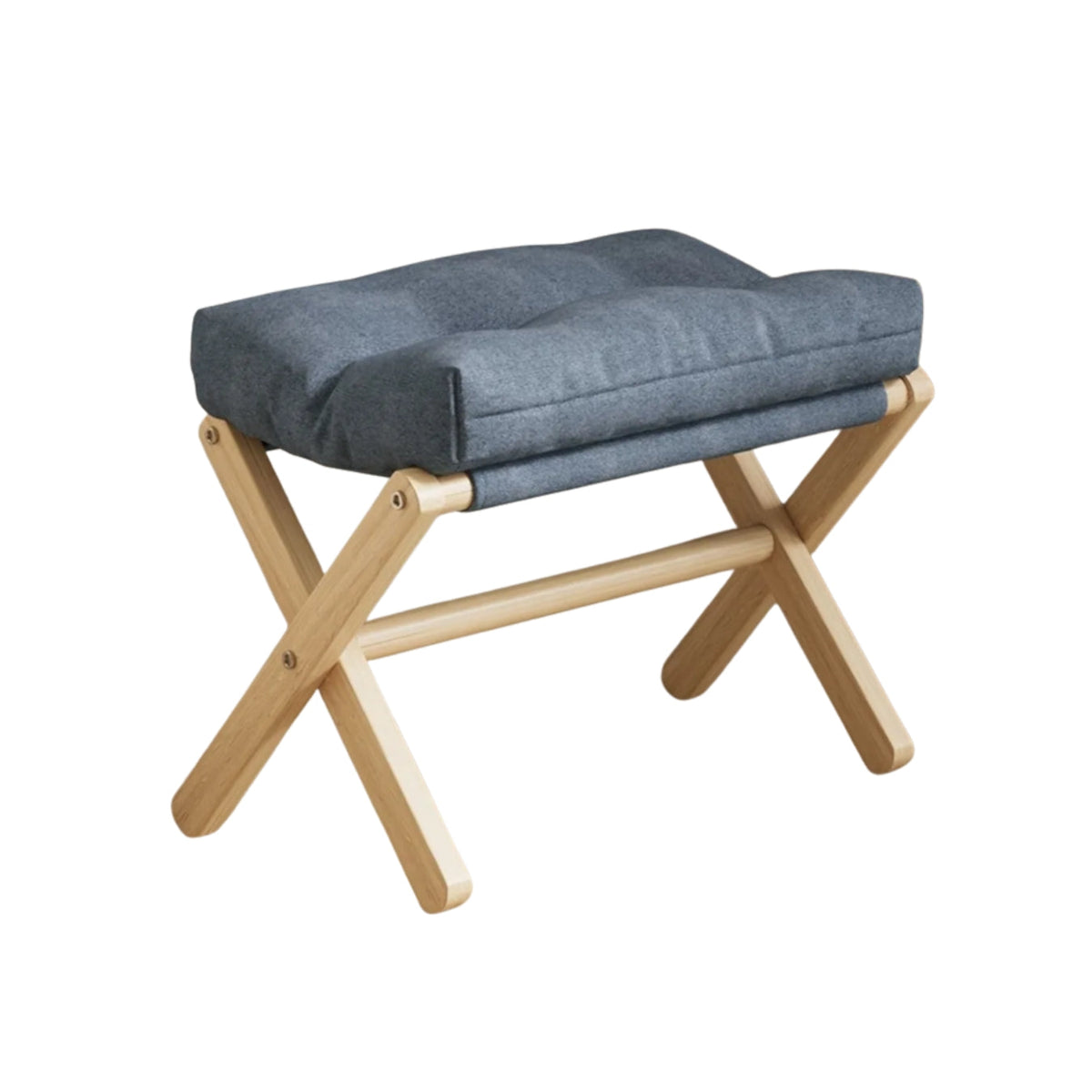 Solid Wood Folding Footstool with Cotton Cushion for Entryway, Shoe Changing, or Sofa Rest
