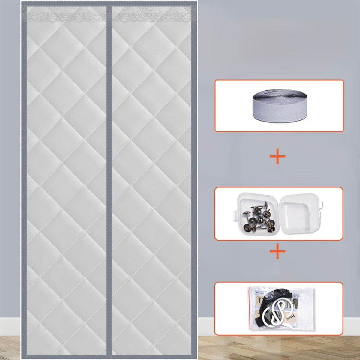Waterproof Coldproof Door Curtain with Thick Cotton Layer and Self-Closing Magnetic Design for Winter Home Use