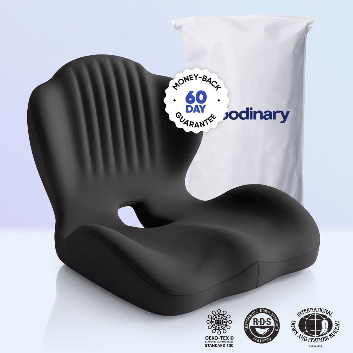 Memory Foam Seat Cushion with Contoured Support Design for Office Chairs, Car Seats and Everyday Sitting Comfort