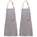 2 Pcs Striped Kitchen Cooking Apron Adjustable Neck Bib Apron with Two Pockets for Chef Baking Restaurant Work