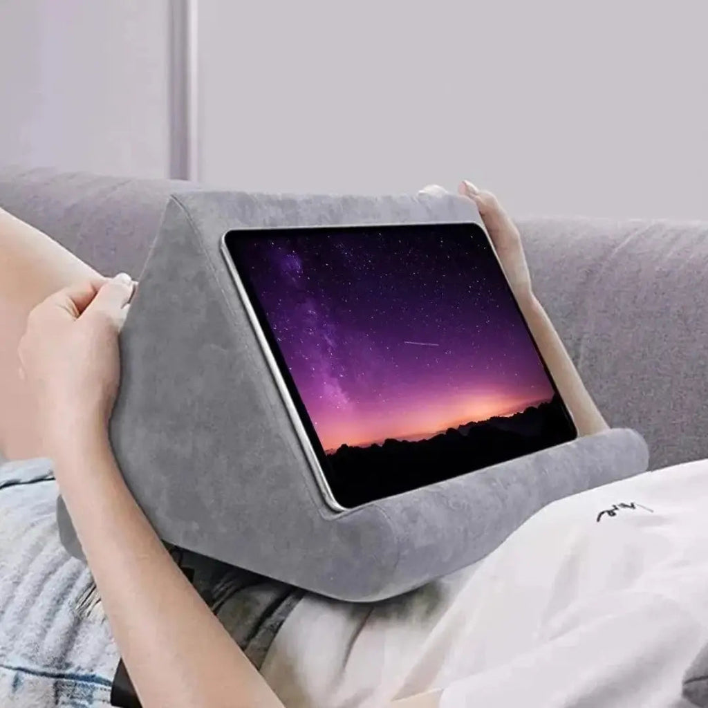 Multi Angle Tablet Holder Cushion Stand with Net Pocket for Reading and Viewing