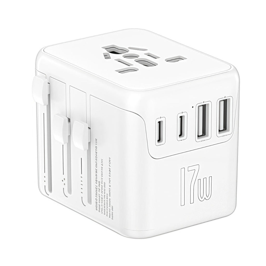 20W 2U-2C Universal Travel Adapter with USB and Type C Ports for International Charging During Travel