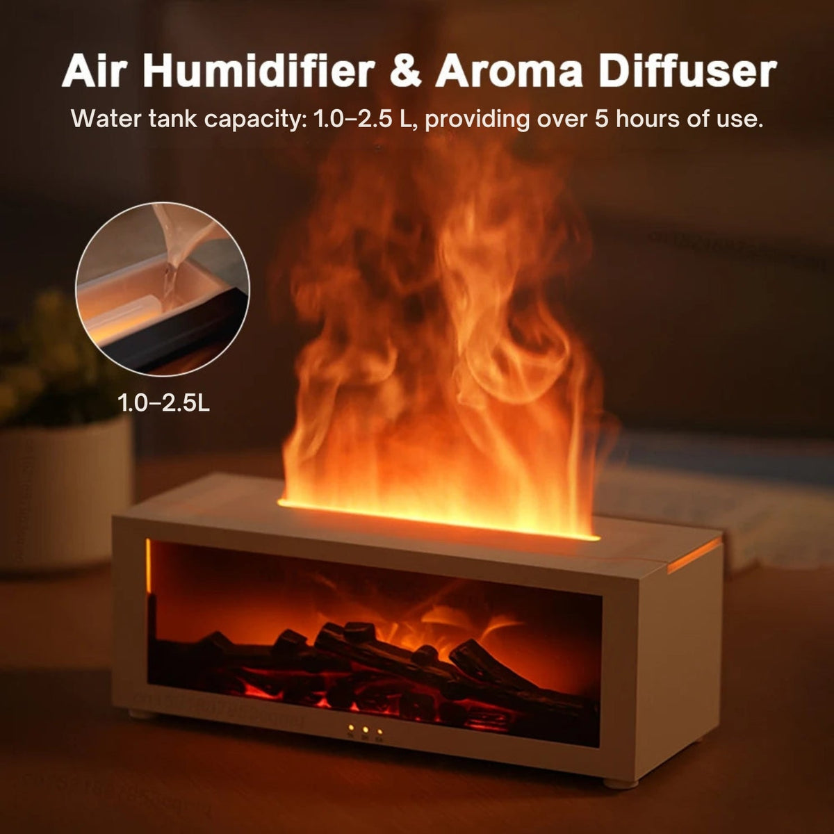 Flame Aroma Diffuser with RGB Lighting and Remote Control for Home Aromatherapy and Humidifying