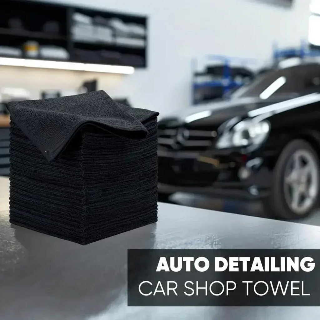Black Microfiber Cleaning Cloth Set with Soft Lint Free Absorbent Fabric for Household Kitchen Office and Car Cleaning