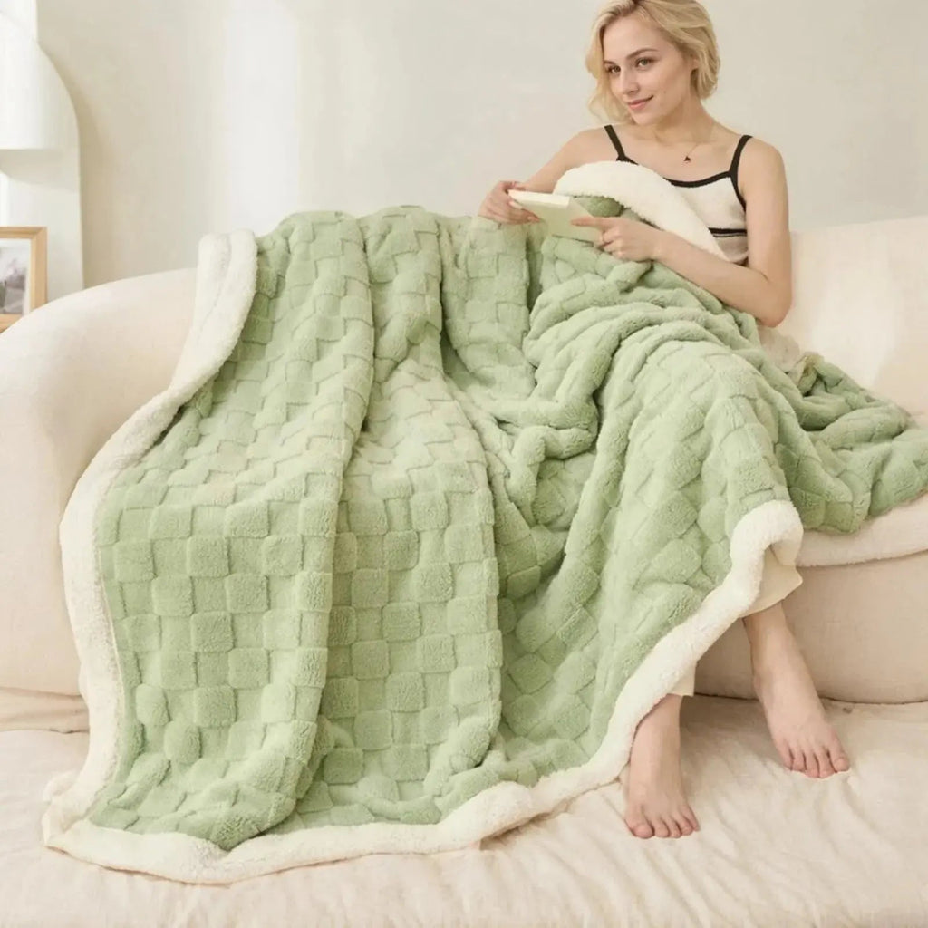 Sherpa Flannel Throw Blanket with Dual Layer Design for Year Round Comfort and Cozy Living