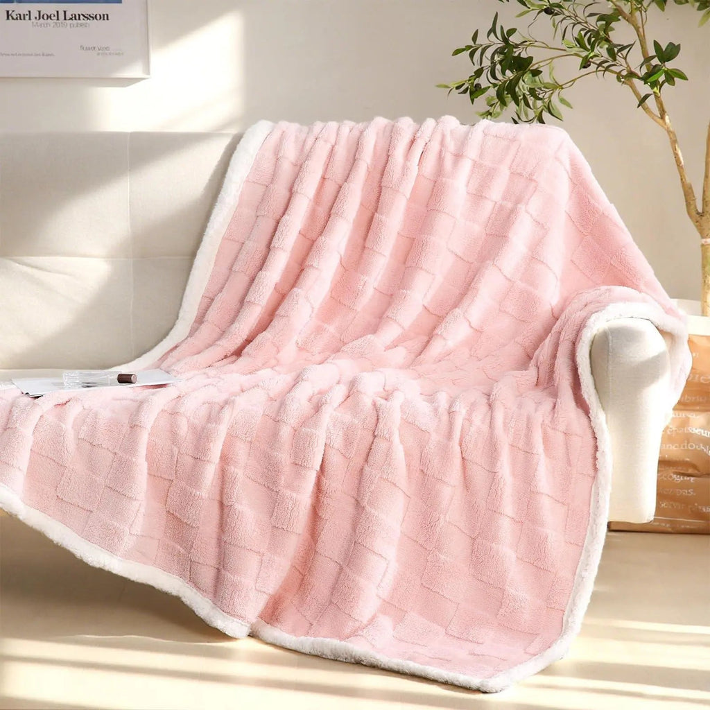Sherpa Flannel Throw Blanket with Dual Layer Design for Year Round Comfort and Cozy Living