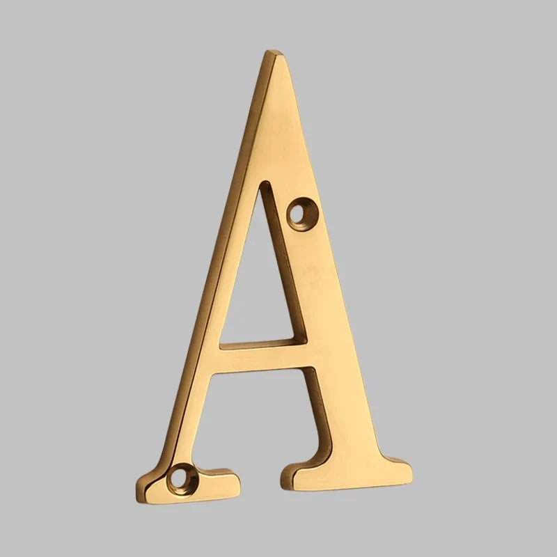 Polished Brass House Numbers with Curved Design for Door and Address Display