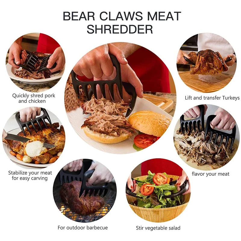 2 Pcs BBQ Bear Claw Meat Shredder Forks for Pulled Pork Chicken Barbecue Cooking Tool