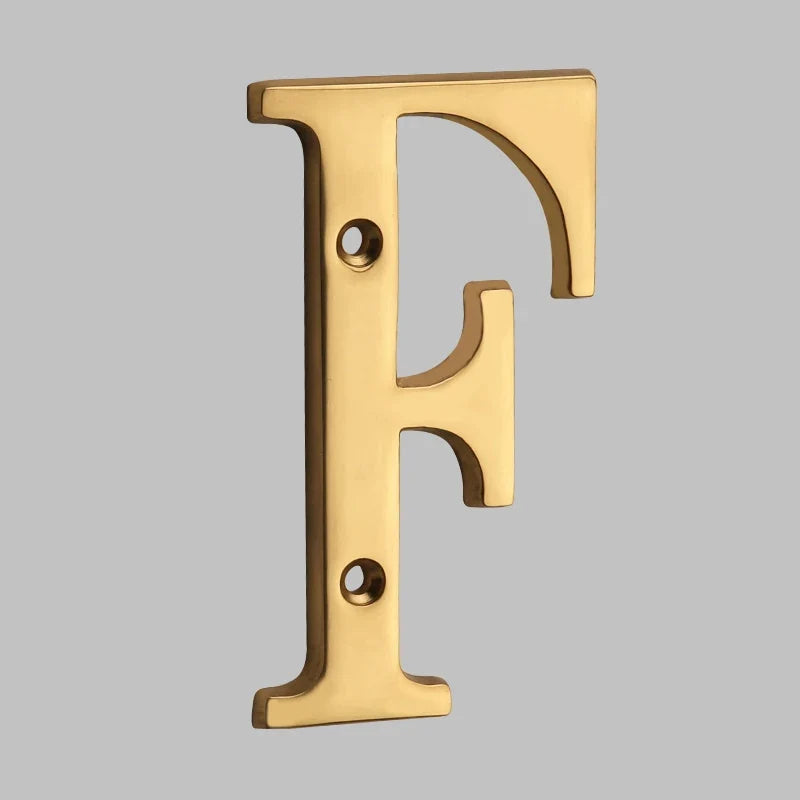 Polished Brass House Numbers with Curved Design for Door and Address Display