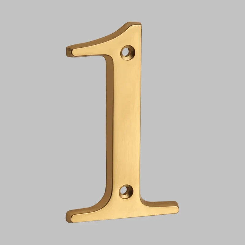Polished Brass House Numbers with Curved Design for Door and Address Display