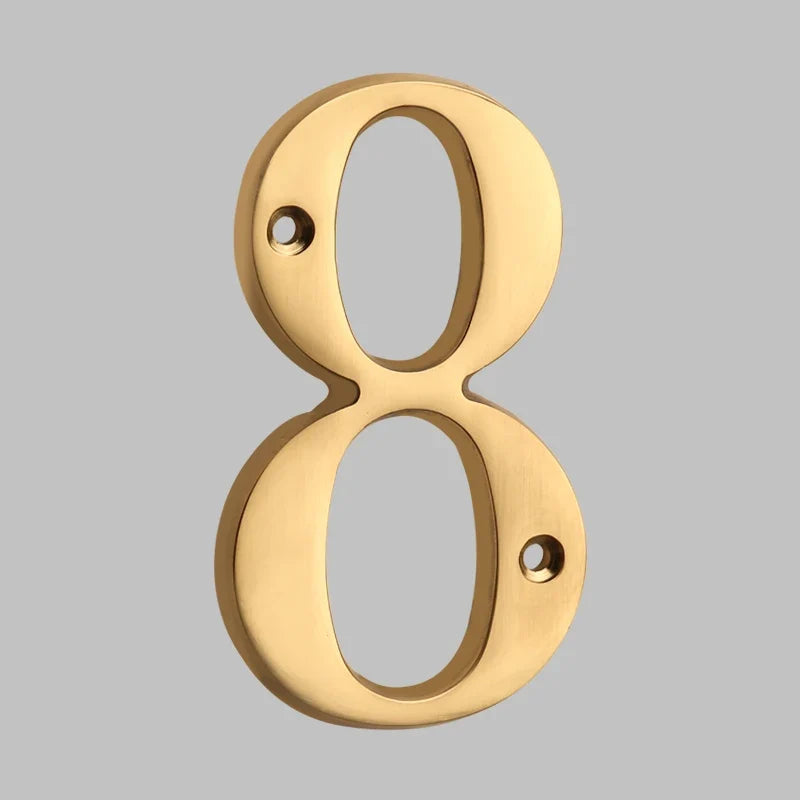 Polished Brass House Numbers with Curved Design for Door and Address Display