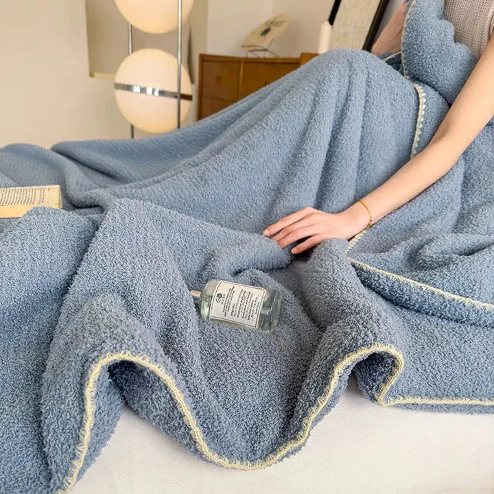 Double Thick Lamb Plush Bed Throw with Dual Layer Fleece for Winter Warmth and Home Comfort