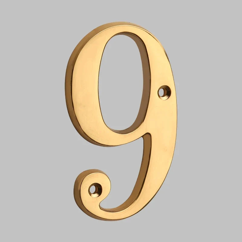 Polished Brass House Numbers with Curved Design for Door and Address Display