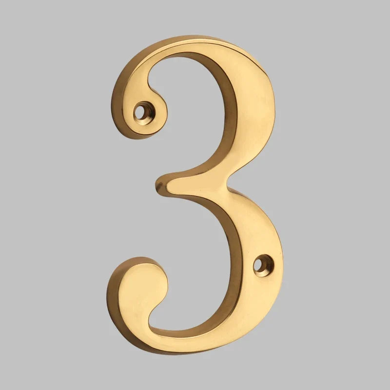 Polished Brass House Numbers with Curved Design for Door and Address Display