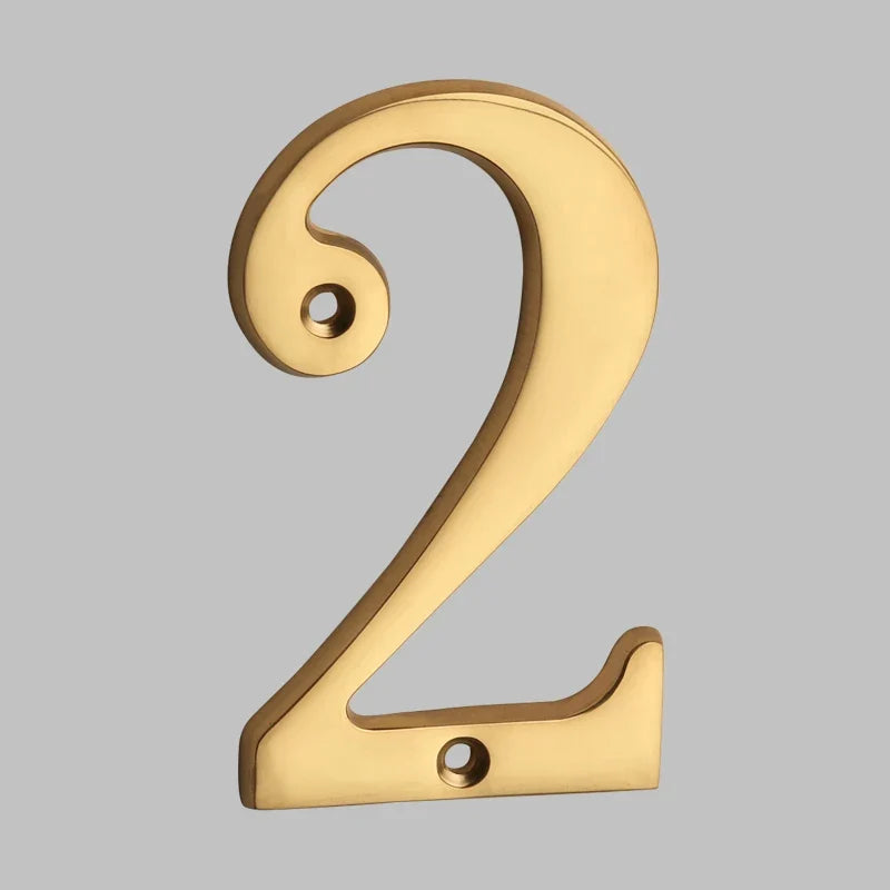 Polished Brass House Numbers with Curved Design for Door and Address Display