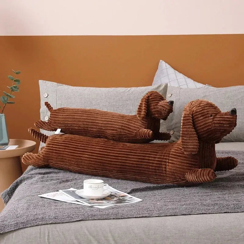 Lifelike Dachshund Plush Pillow with Long Shape for Sofa Decor and Gifting