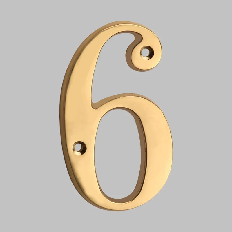 Polished Brass House Numbers with Curved Design for Door and Address Display