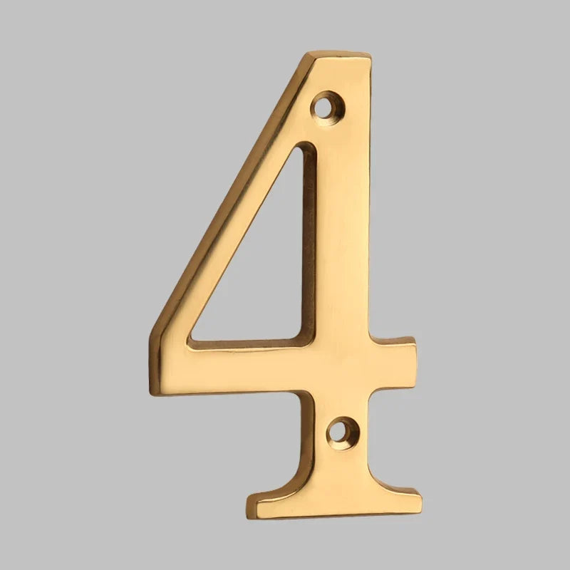 Polished Brass House Numbers with Curved Design for Door and Address Display