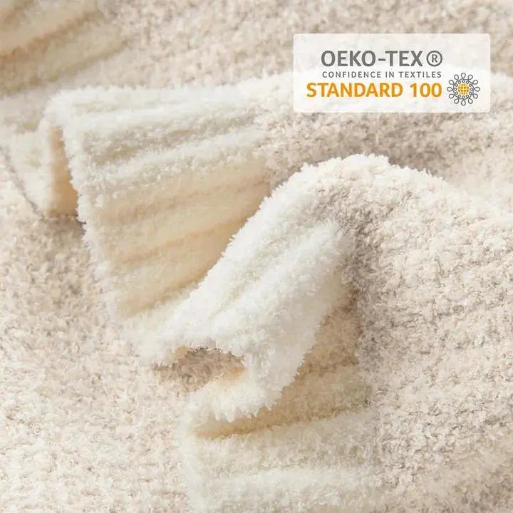 Buttery Ivory Reversible Knit Throw Blanket with Plush Texture for Couch and Home Lounging Comfort