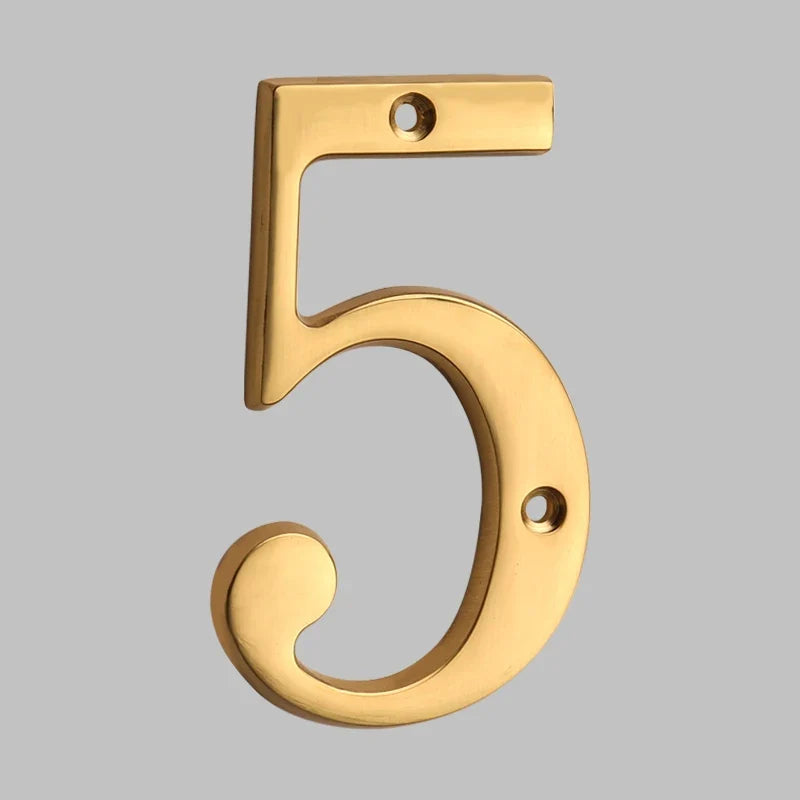 Polished Brass House Numbers with Curved Design for Door and Address Display