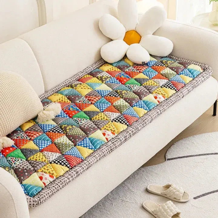 European Style Floral Print Sofa Slipcover Thick Fabric Couch Towel for Living Room Protection