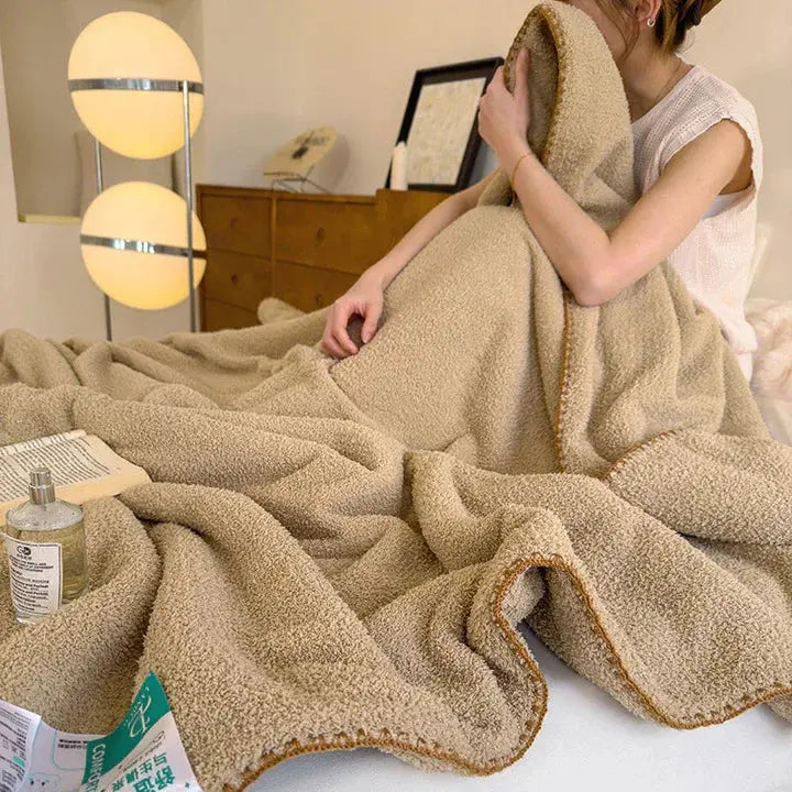 Double Thick Lamb Plush Bed Throw with Dual Layer Fleece for Winter Warmth and Home Comfort