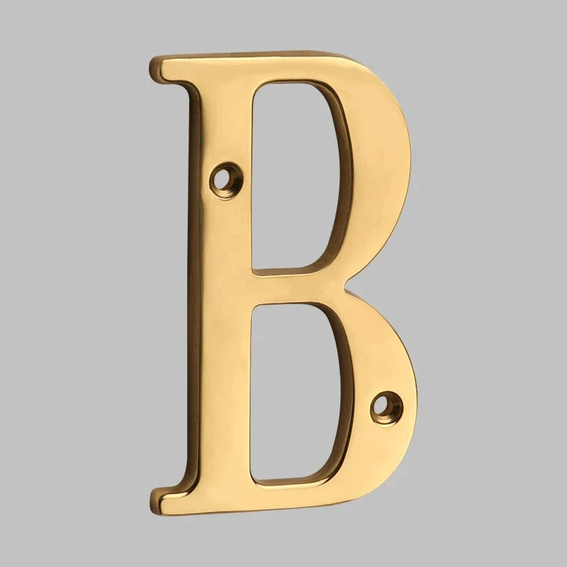 Polished Brass House Numbers with Curved Design for Door and Address Display