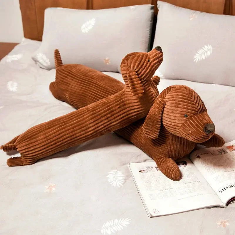 Lifelike Dachshund Plush Pillow with Long Shape for Sofa Decor and Gifting