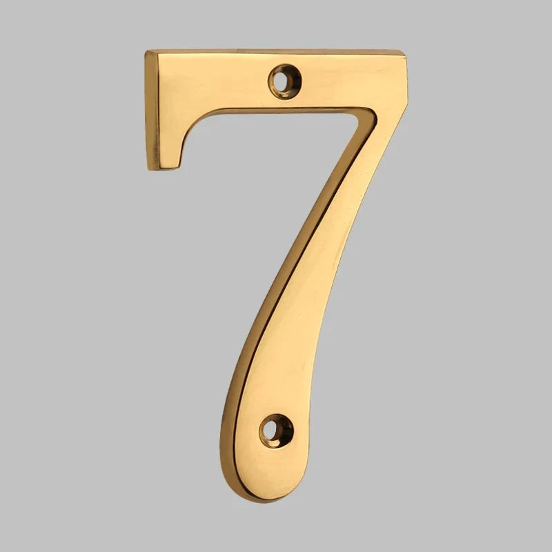 Polished Brass House Numbers with Curved Design for Door and Address Display