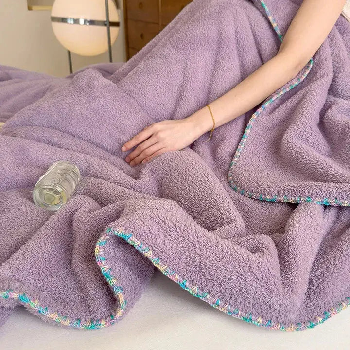 Double Thick Lamb Plush Bed Throw with Dual Layer Fleece for Winter Warmth and Home Comfort