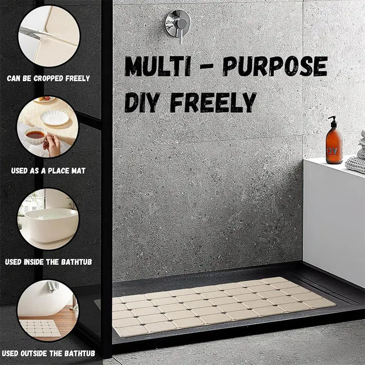 Non-Slip Silicone Bathtub Mat with Suction Cups and Drain Holes for Shower and Tub Use