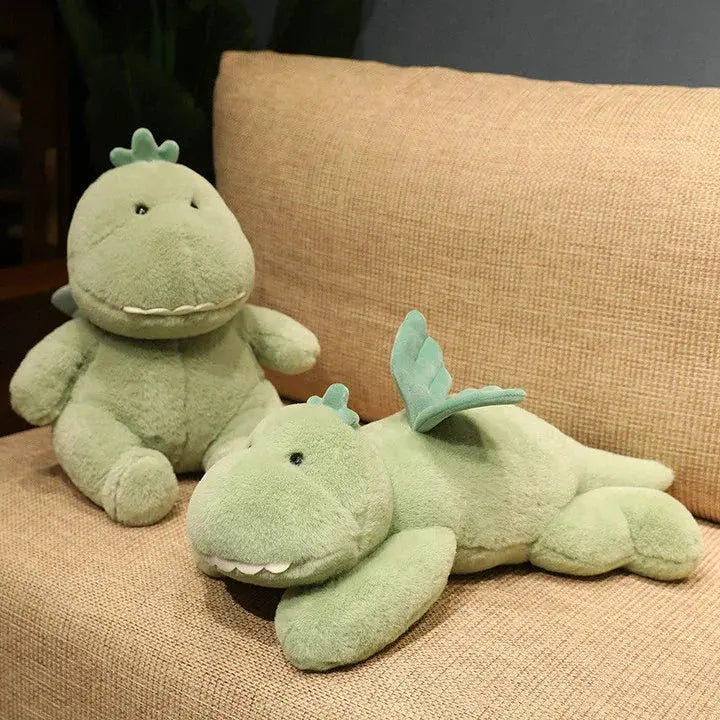 Soft Green Dinosaur Plush Toy with Cute Wings and Velvety Finish for Cozy Relaxation and Decorative Use