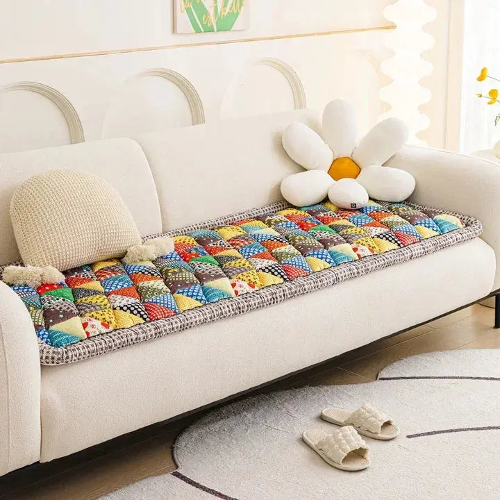 European Style Floral Print Sofa Slipcover Thick Fabric Couch Towel for Living Room Protection