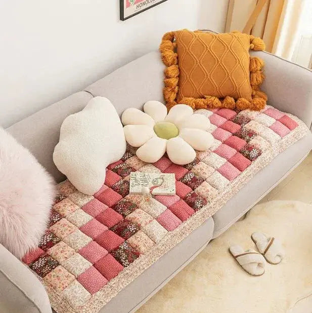 Cute Floral Pet Sofa Cover and Bed Mat with Soft Washable Fabric for Cats and Dogs