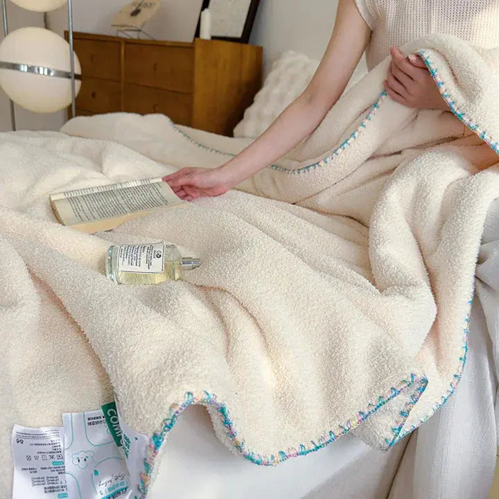 Double Thick Lamb Plush Bed Throw with Dual Layer Fleece for Winter Warmth and Home Comfort