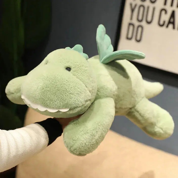 Soft Green Dinosaur Plush Toy with Cute Wings and Velvety Finish for Cozy Relaxation and Decorative Use
