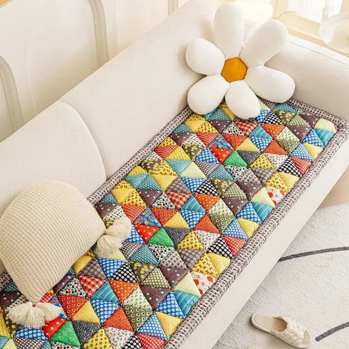 European Style Floral Print Sofa Slipcover Thick Fabric Couch Towel for Living Room Protection