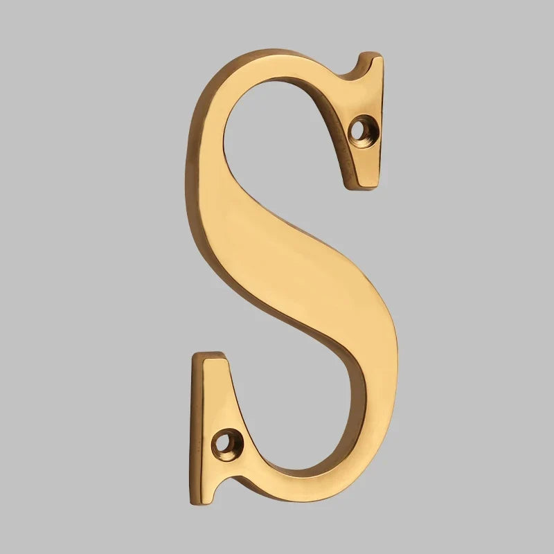 Polished Brass House Numbers with Curved Design for Door and Address Display