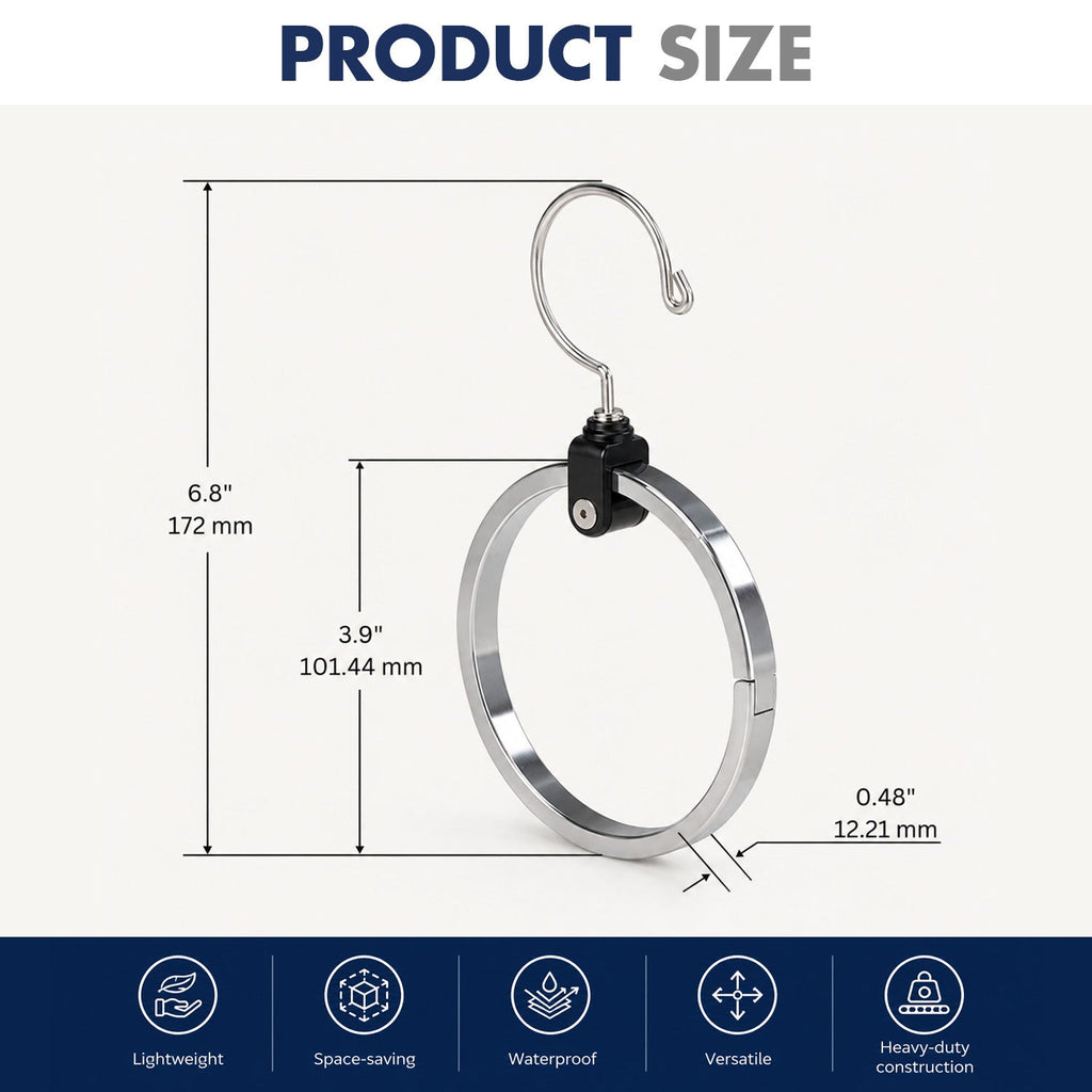 Circular Closet Organizer Hanger with Rotating Hook for Space-Saving Accessory Storage