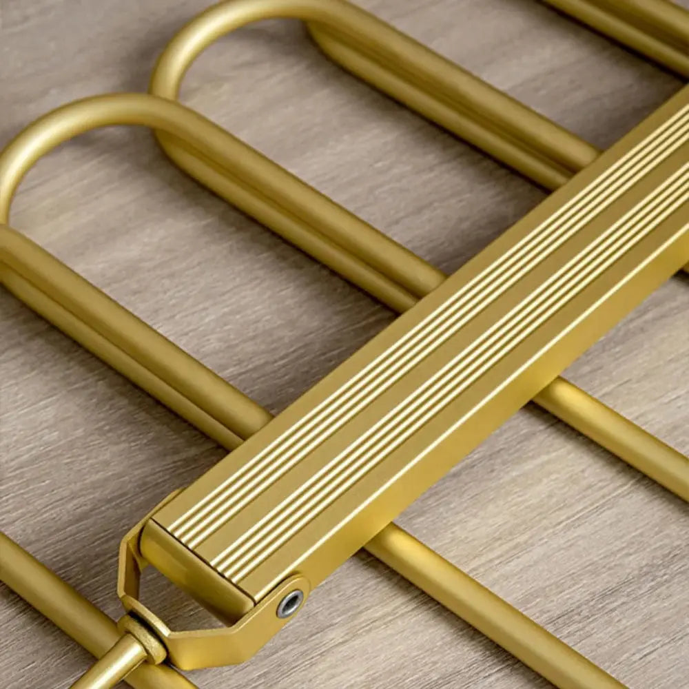 Gold Metal Space Saving Pants Hanger with Foldable Rotating Design for Closet Organization