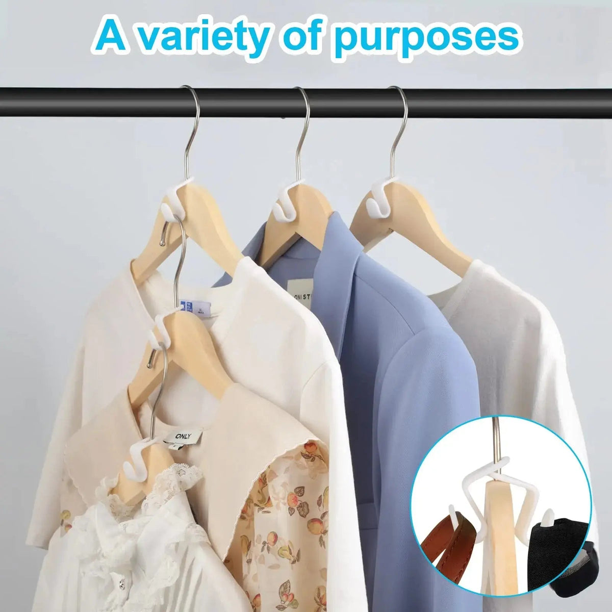 Mini Hanger Connector Hooks with Cascading Design for Wardrobe Space Saving Storage